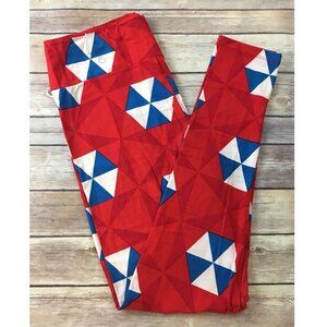 NWT LulaRoe TC Leggings Americana Red White Blue July 4th Maximalist Patriotic
